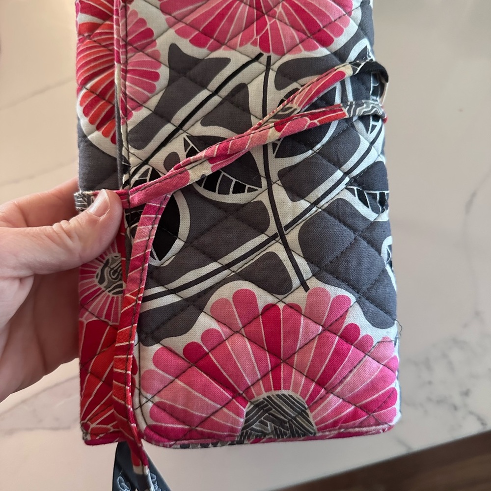 Vera Bradley Pink and Gray Floral jewelry bag